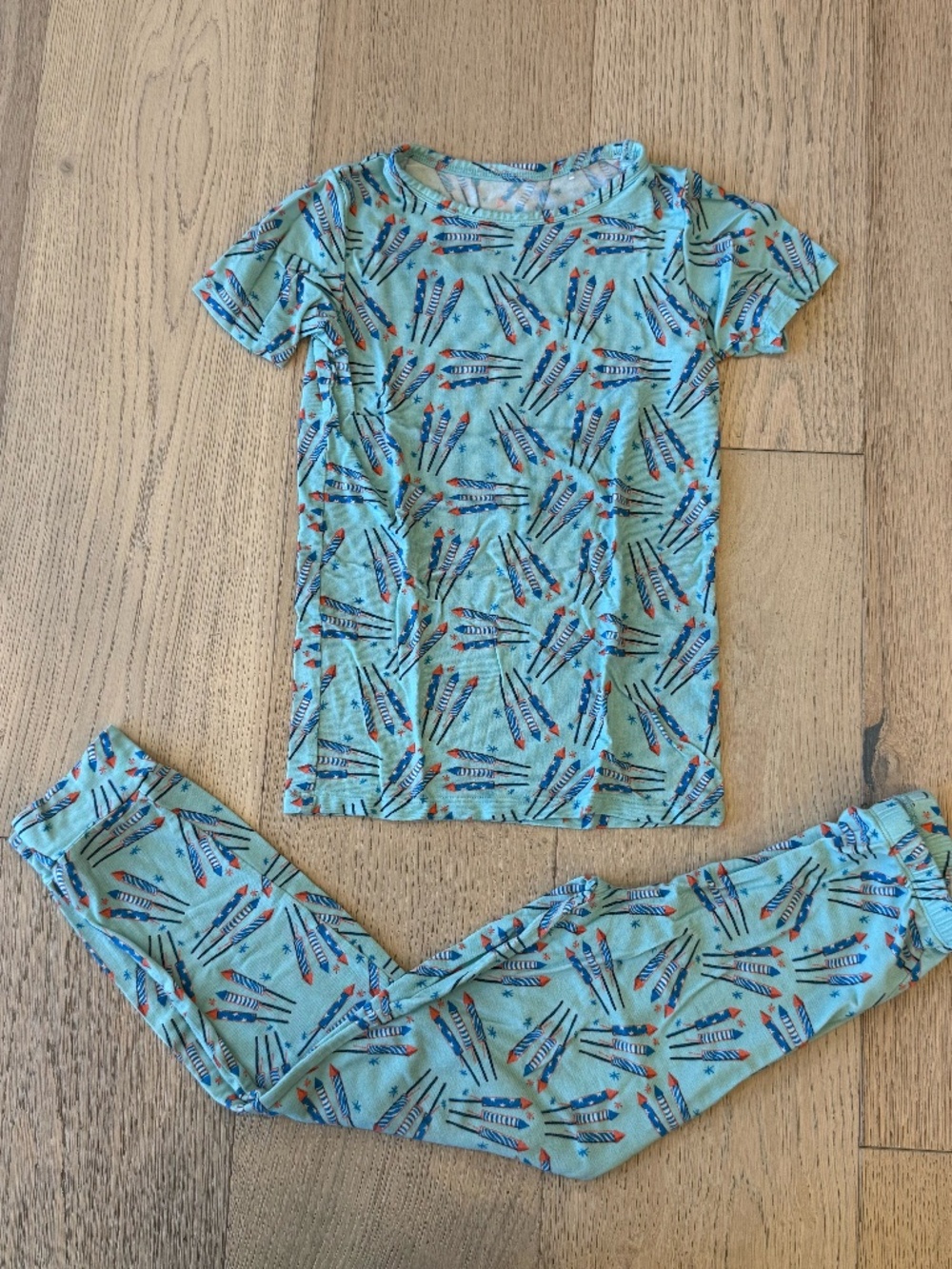 Little Pajama Co. Fireworks Bamboo Pajama Set | 7Y | 4th of July